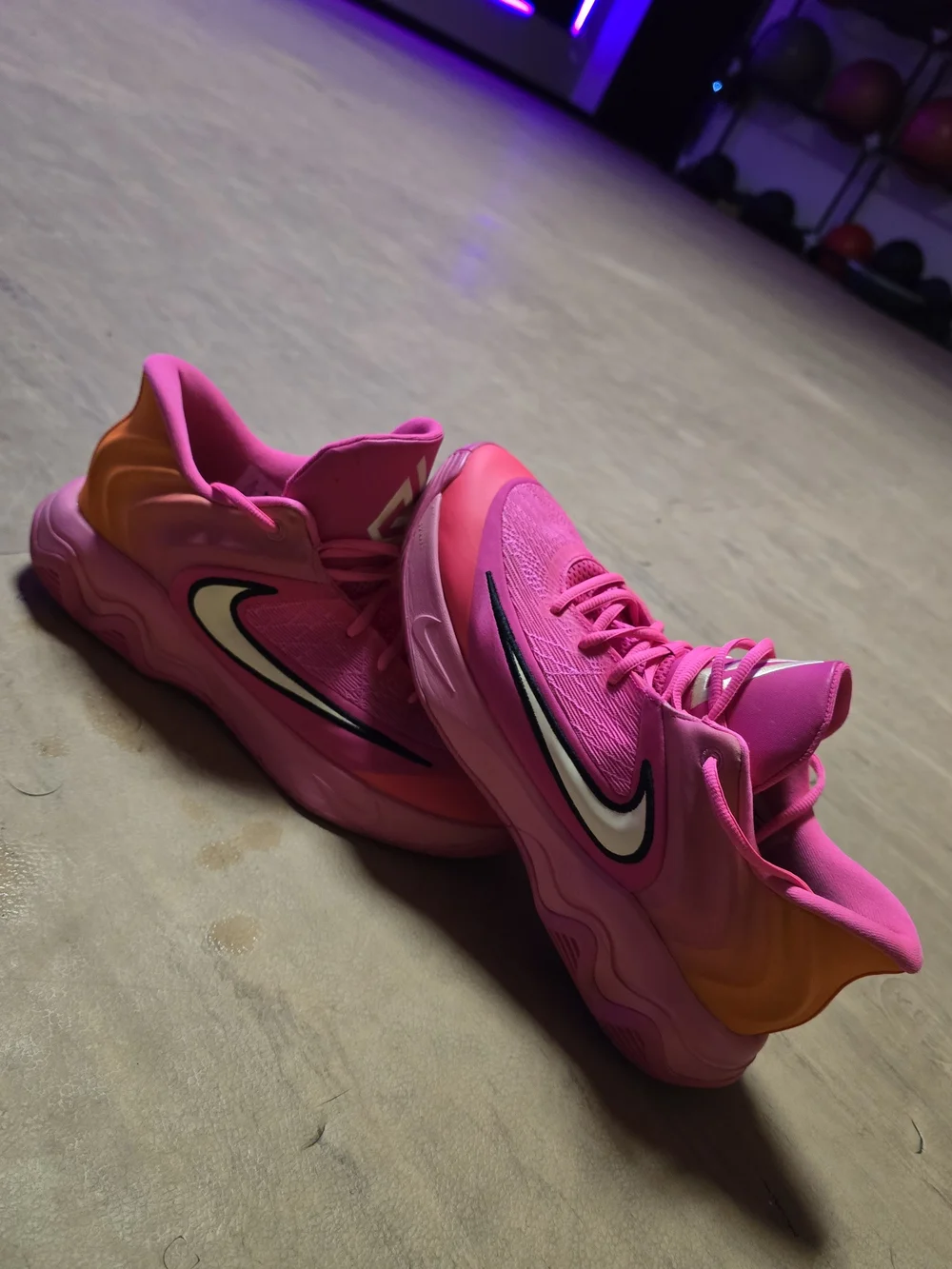 Nike Giannis Immortality 4 Pink and Orange Mens Performance Basketball Shoes